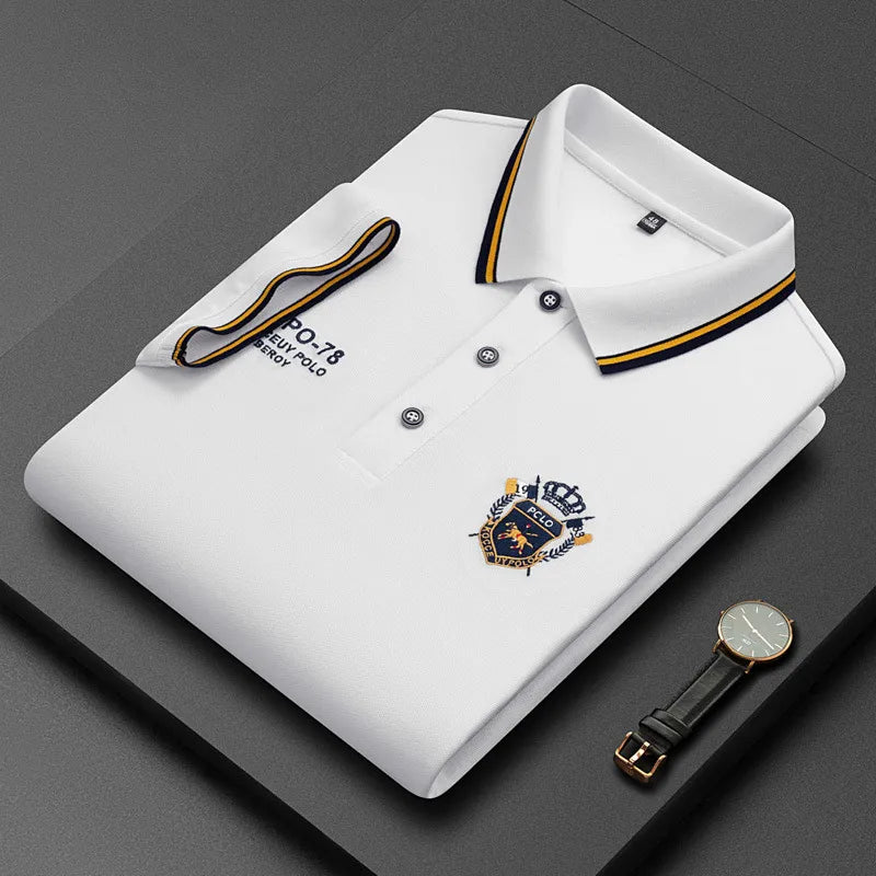 Camisa Polo Masculina Manga Curta Algodão Premium Casual Bordada
