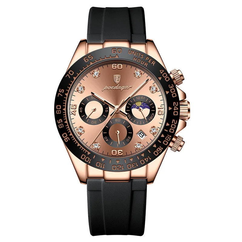 Relógio Masculino Aço Inoxidável Quartzo Bergamo – cor Silicone / Bronze