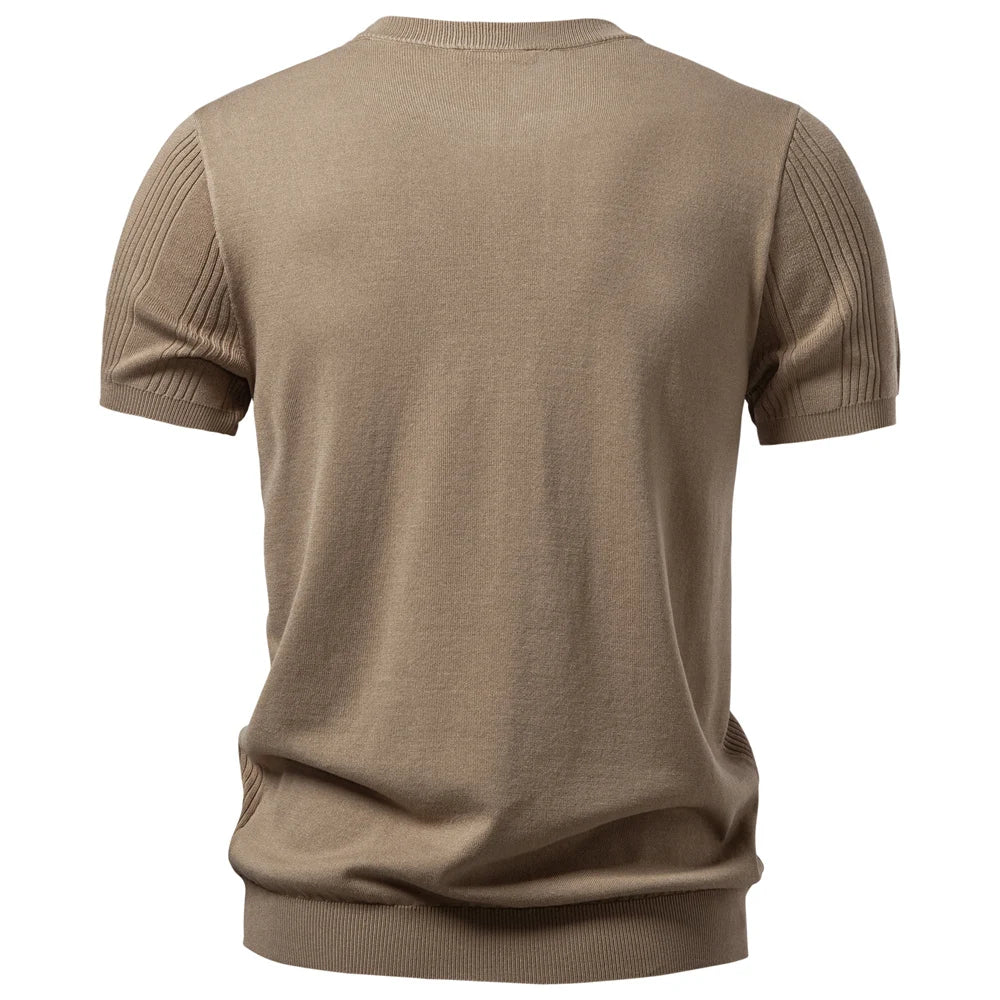 Camiseta Masculina Tricô Gola Henley Com Botões Amalfi
