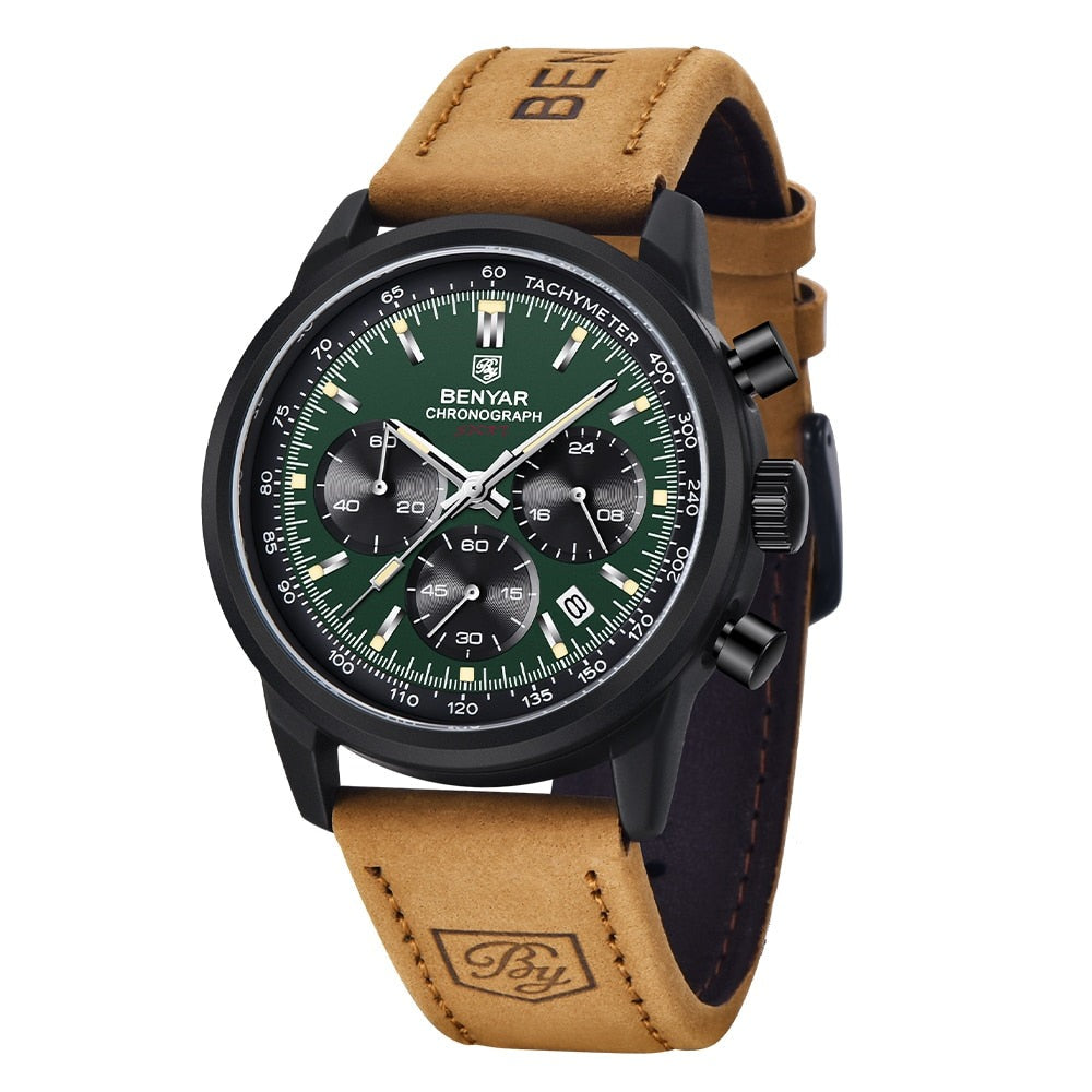 Relógio Masculino Pulseira de Couro Quartzo Ferrara – cor Preto / Verde