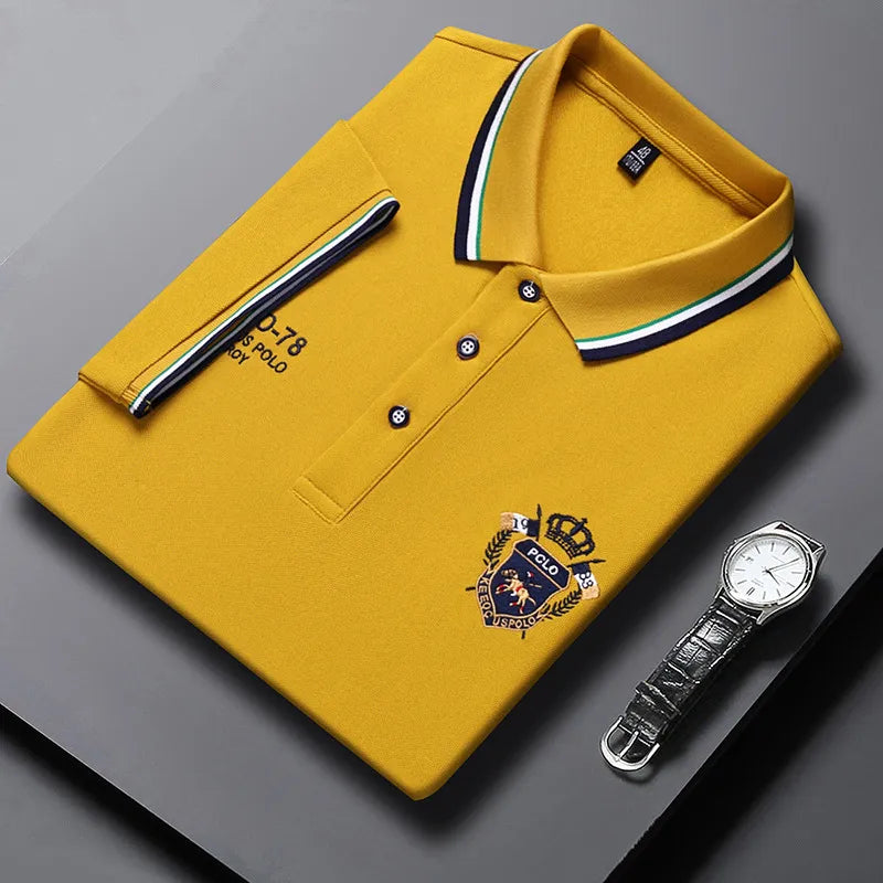 Camisa Polo Masculina Manga Curta Algodão Premium Casual Bordada