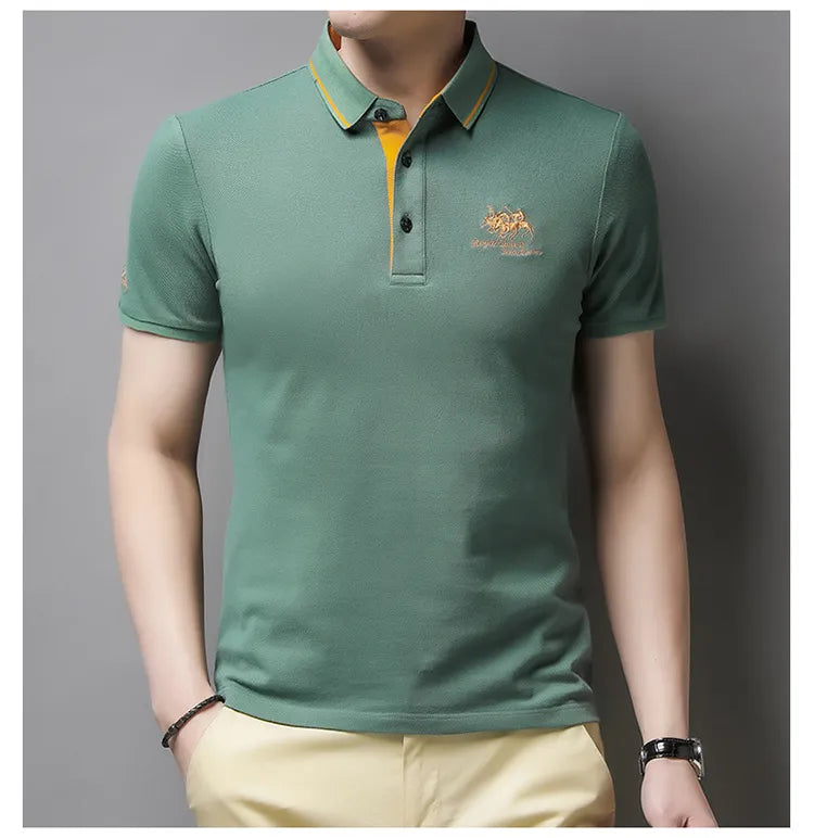 Camisa Polo Masculina Firenze Algodão Premium Bordada Manga Curta