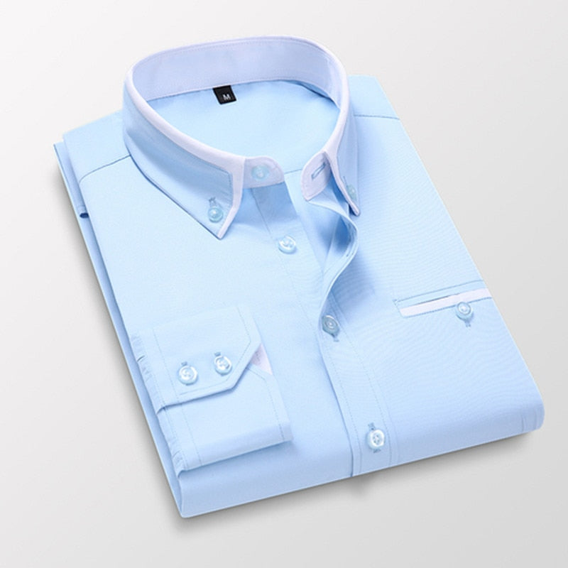 Camisa Social Masculina Verona Manga Longa Algodão Gola Colarinho