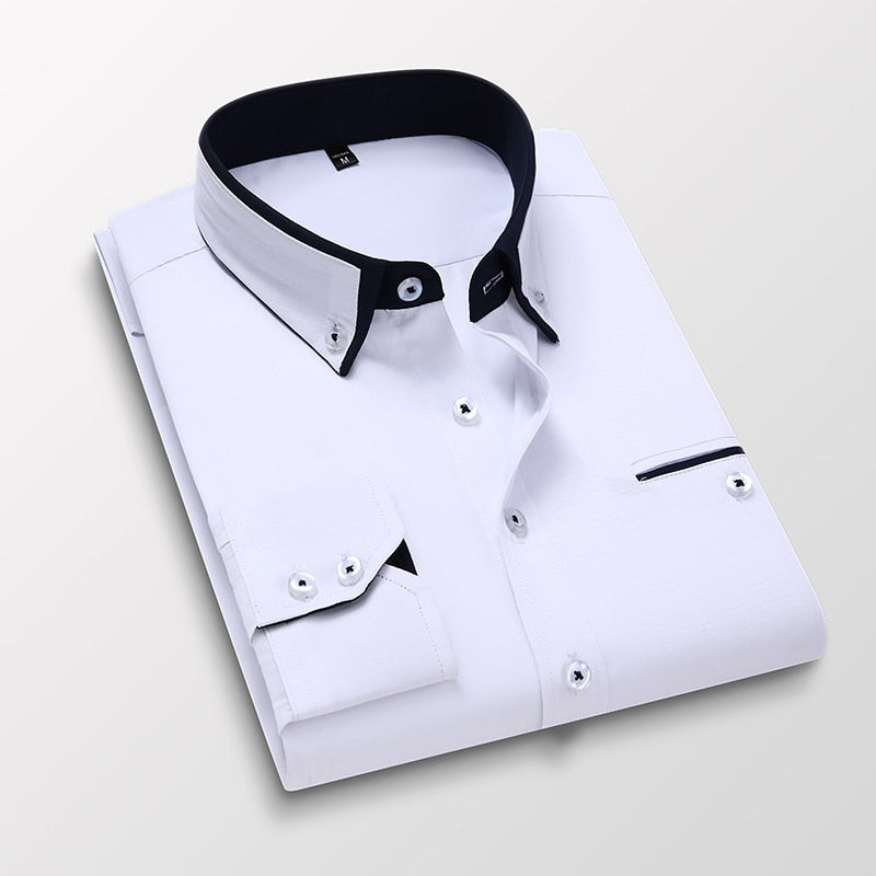 Camisa Social Masculina Verona Manga Longa Algodão Gola Colarinho