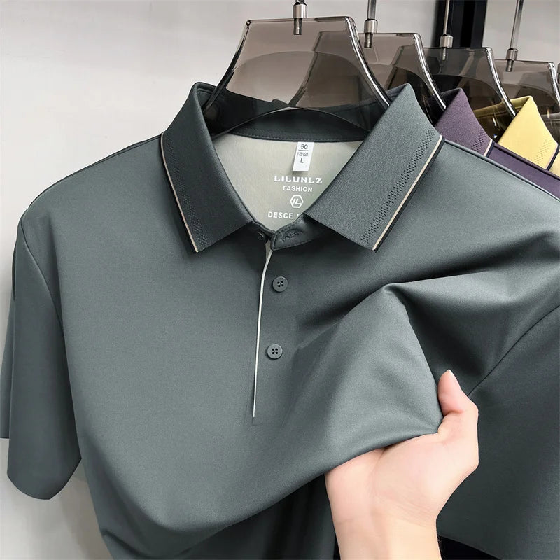 Camisa Polo Masculina em Seda Gelada Manga Curta Positano - vista 9