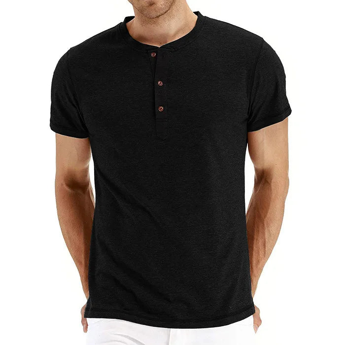 Camiseta Masculina Algodão e Poliéster Gola Henley Sorrento