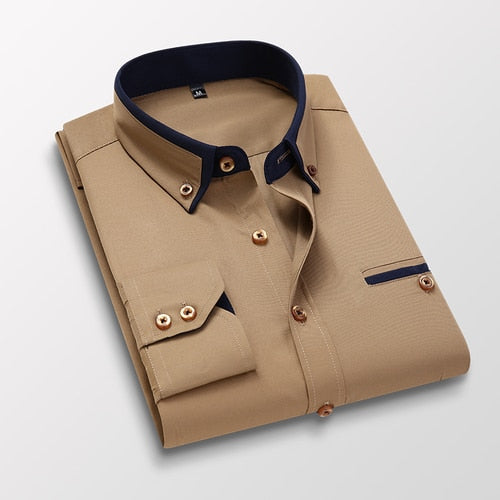 Camisa Social Masculina Verona Manga Longa Algodão Gola Colarinho