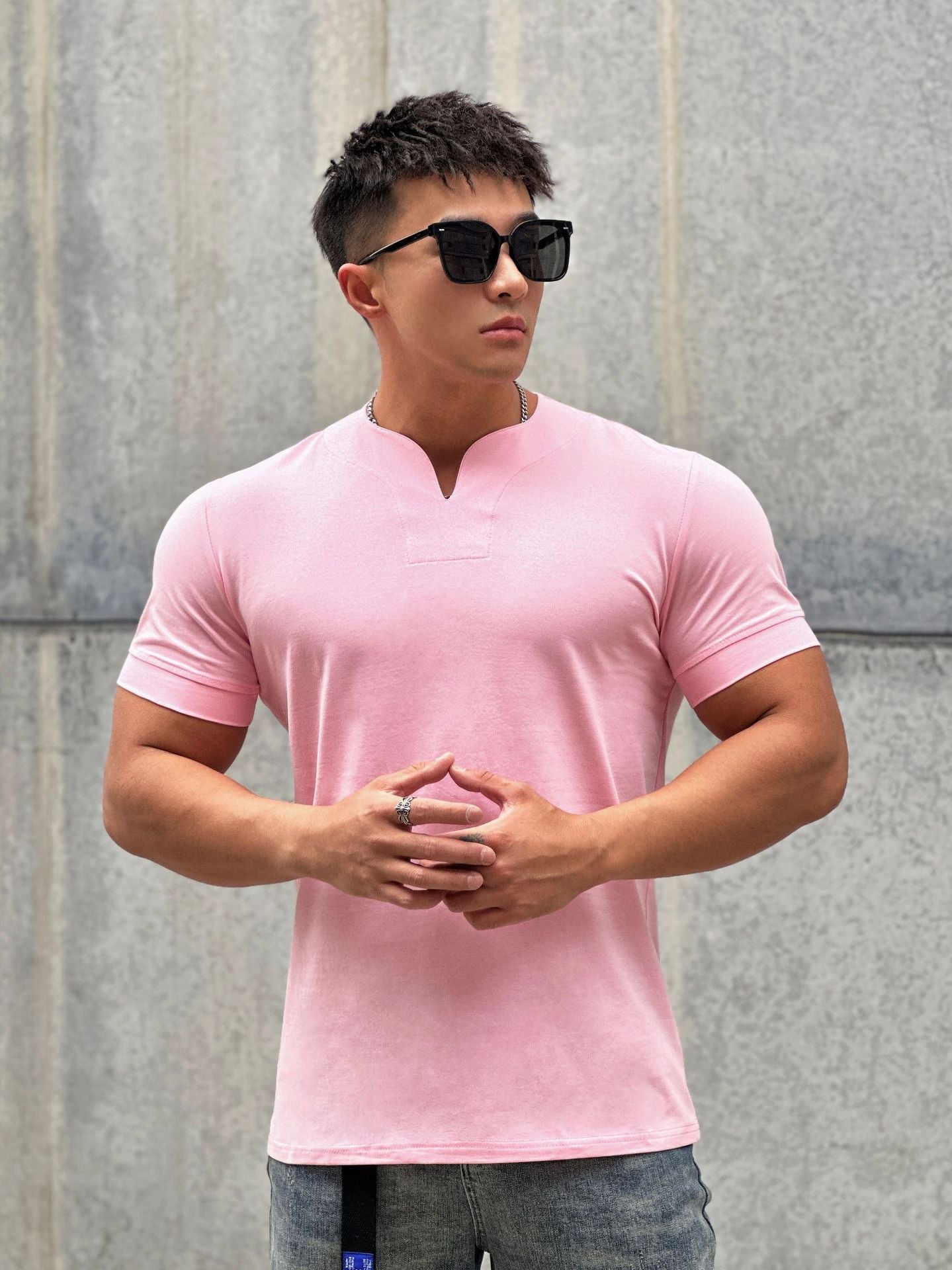 Camiseta Masculina 100% Algodão Gola Henley Ravenna