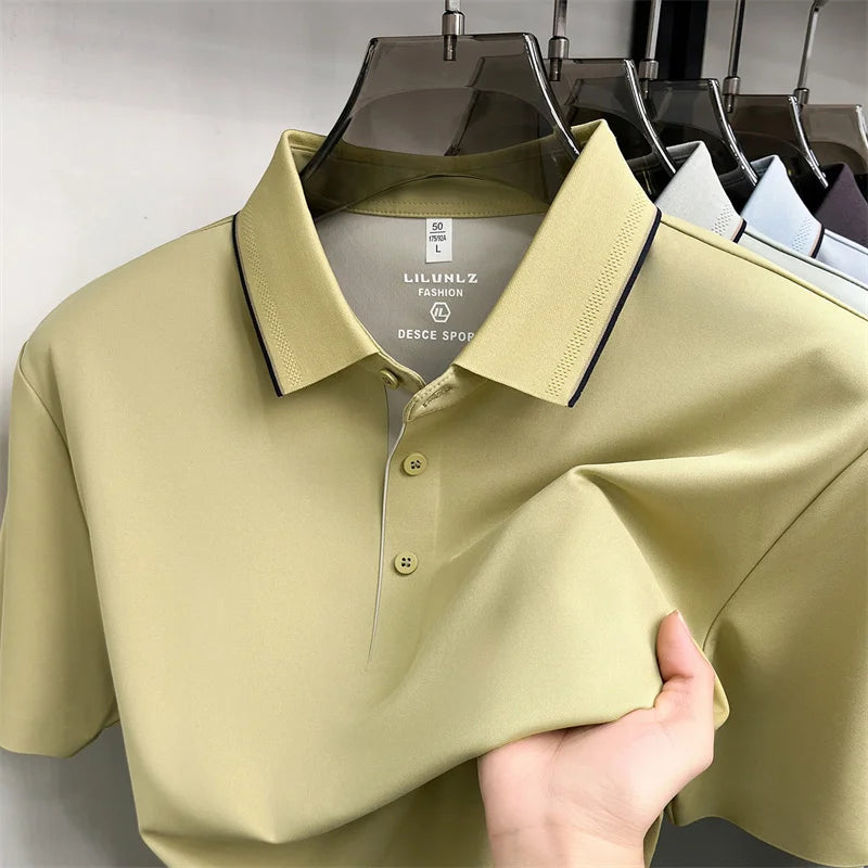 Camisa Polo Masculina em Seda Gelada Manga Curta Positano - vista 3