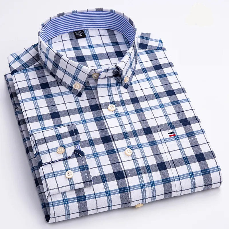 Camisa Masculina Xadrez Manga Longa 100% Algodão Color Udine