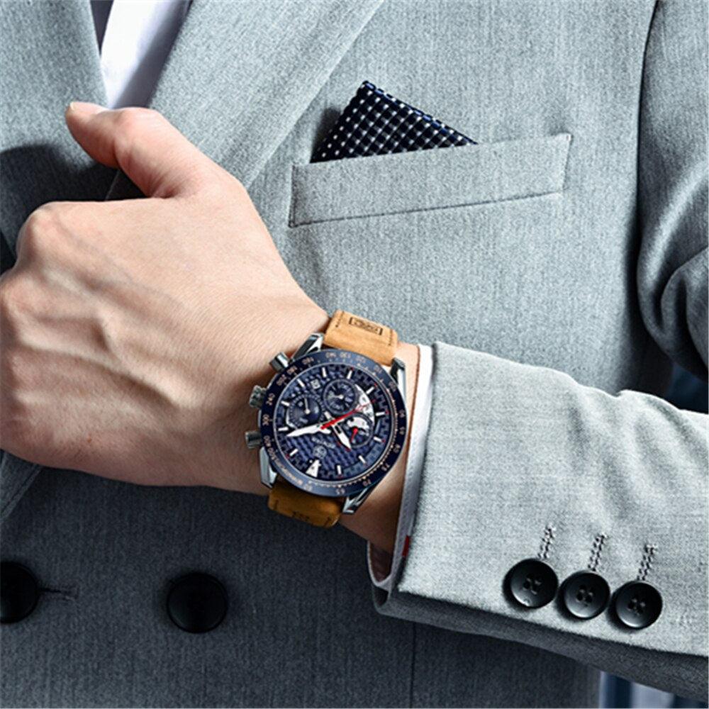 Relógio Masculino Cronógrafo Aço Inoxidável Quartzo Helios – foto 2