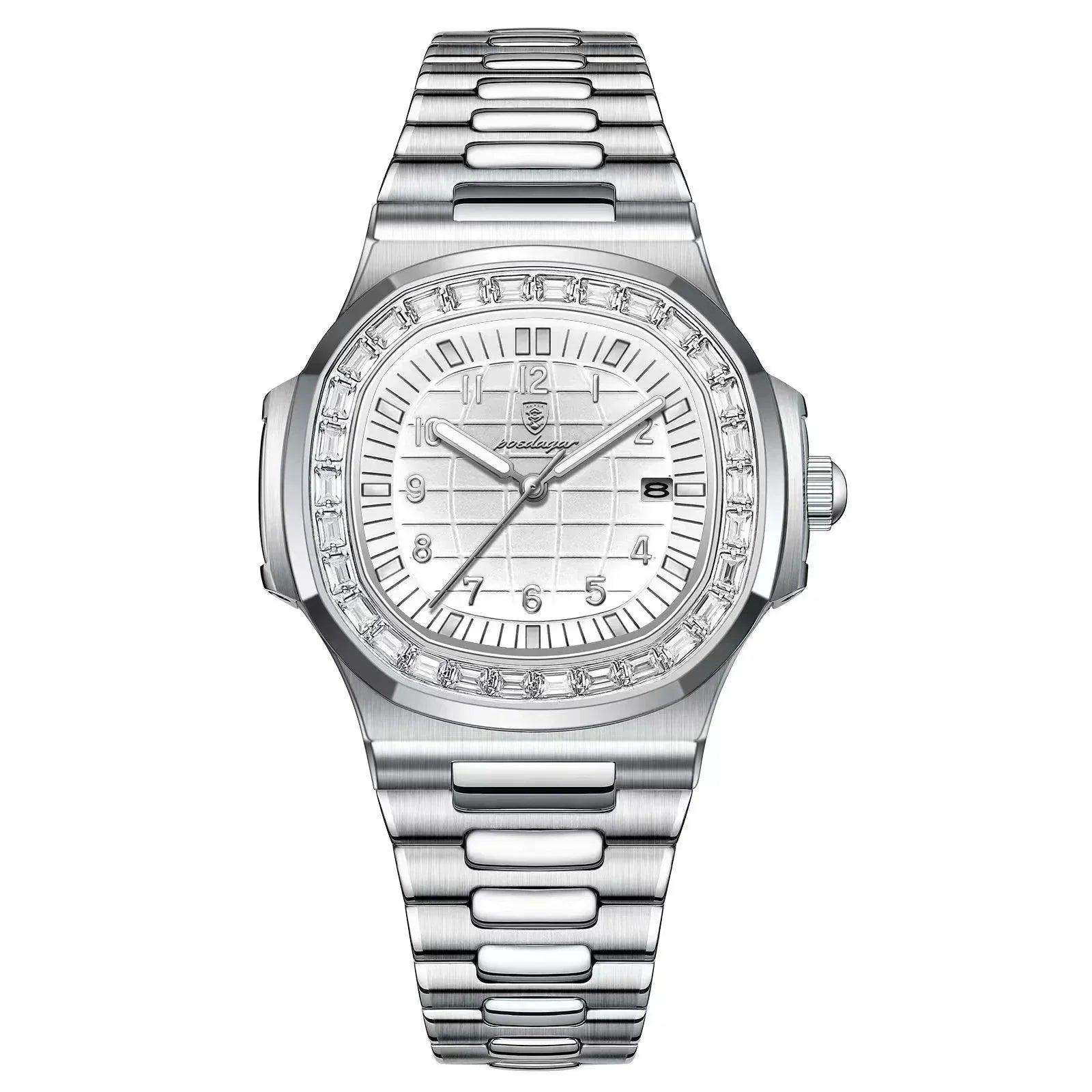 Relógio Masculino Aço Inoxidável Quartzo Cortina – cor Branco