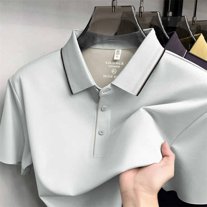 Camisa Polo Masculina em Seda Gelada Manga Curta Positano - vista 7
