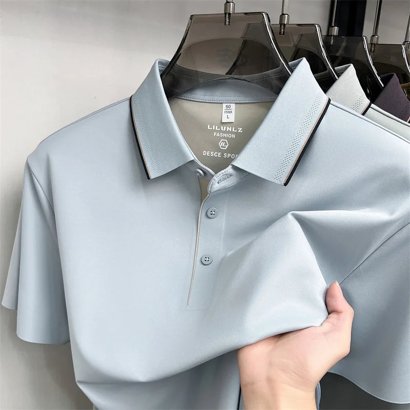 Camisa Polo Masculina em Seda Gelada Manga Curta Positano - vista 4