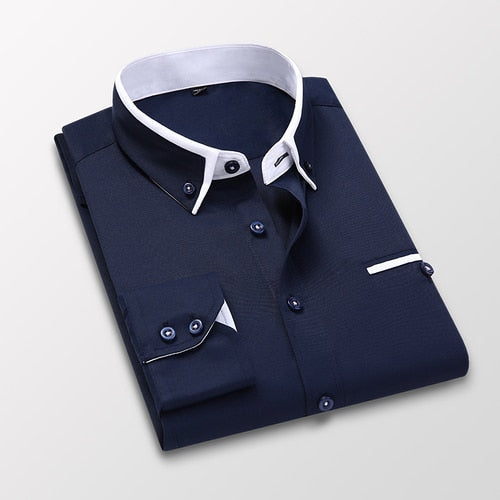 Camisa Social Masculina Verona Manga Longa Algodão Gola Colarinho