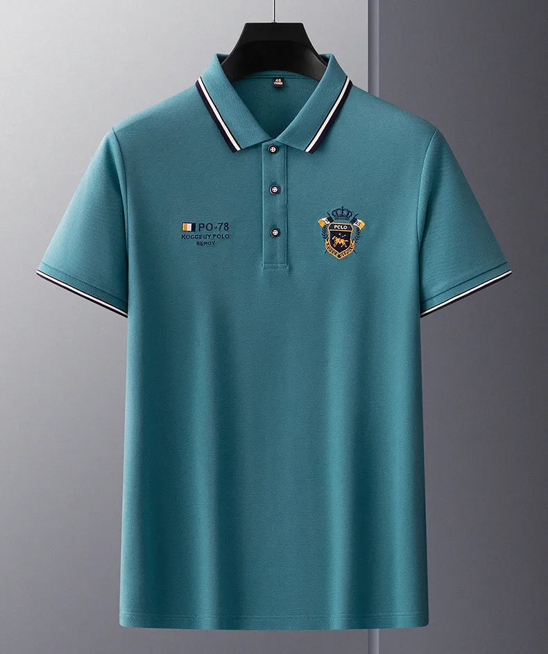 Camisa Polo Masculina Manga Curta Algodão Premium Casual Bordada