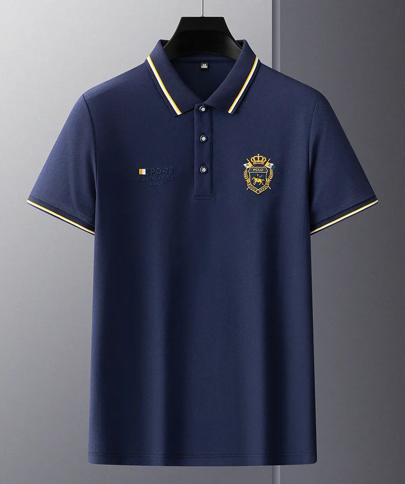 Camisa Polo Masculina Manga Curta Algodão Premium Casual Bordada