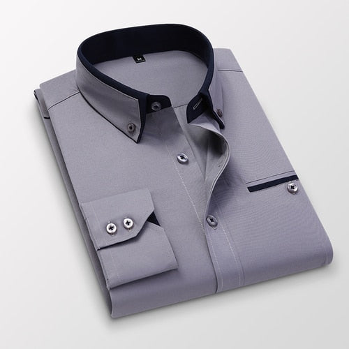 Camisa Social Masculina Verona Manga Longa Algodão Gola Colarinho
