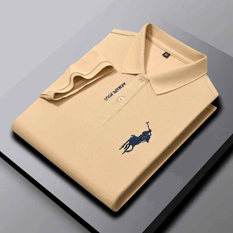 Camisa Masculina Polo Milano Algodão Manga Curta Bordada Casual