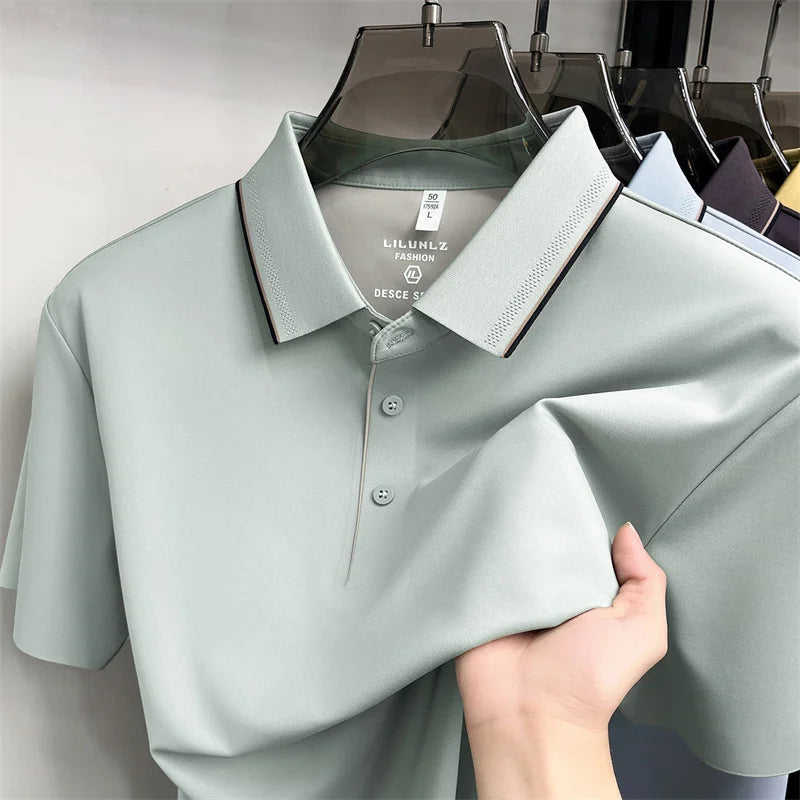 Camisa Polo Masculina em Seda Gelada Manga Curta Positano - vista 6