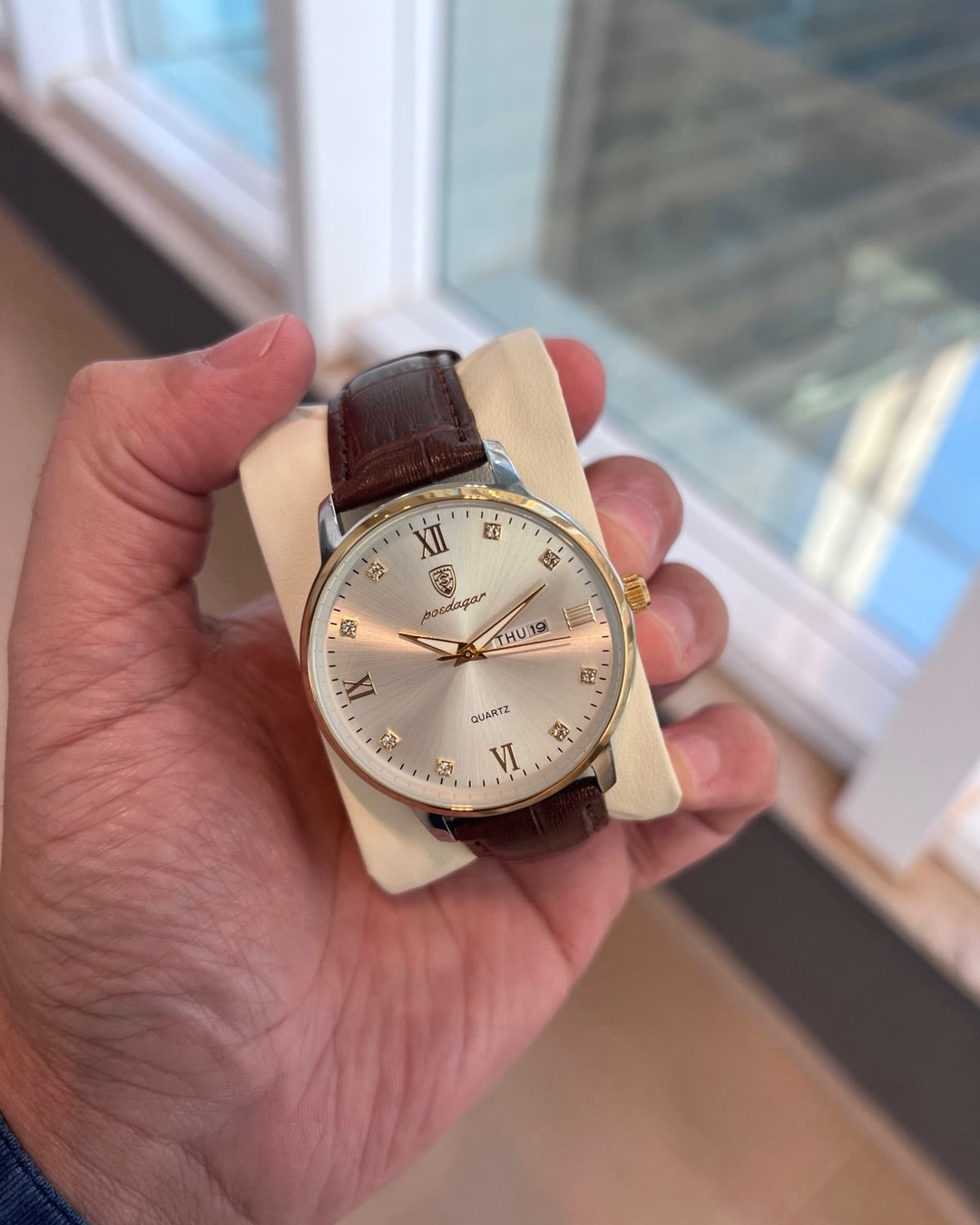 Relógio Masculino Pulseira de Couro Quartzo Aosta – foto 5