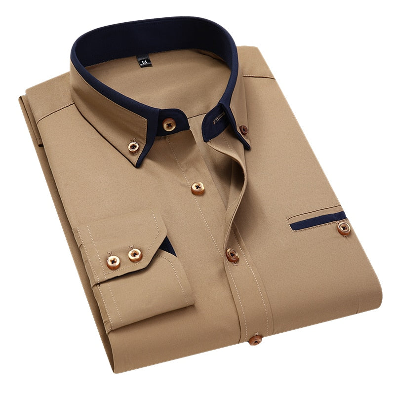 Camisa Social Masculina Verona Manga Longa Algodão Gola Colarinho