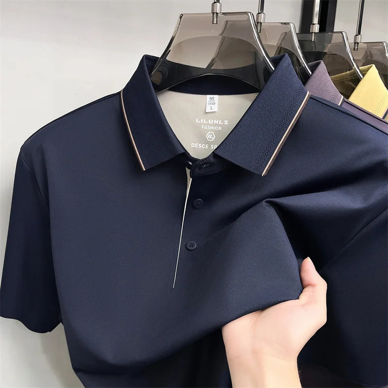 Camisa Polo Masculina em Seda Gelada Manga Curta Positano - vista 5