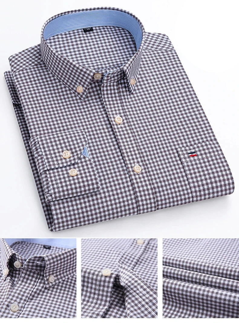 Camisa Masculina Mini Xadrez Manga Longa 100% Algodão Modena
