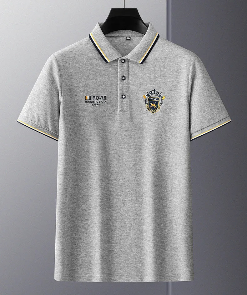 Camisa Polo Masculina Manga Curta Algodão Premium Casual Bordada