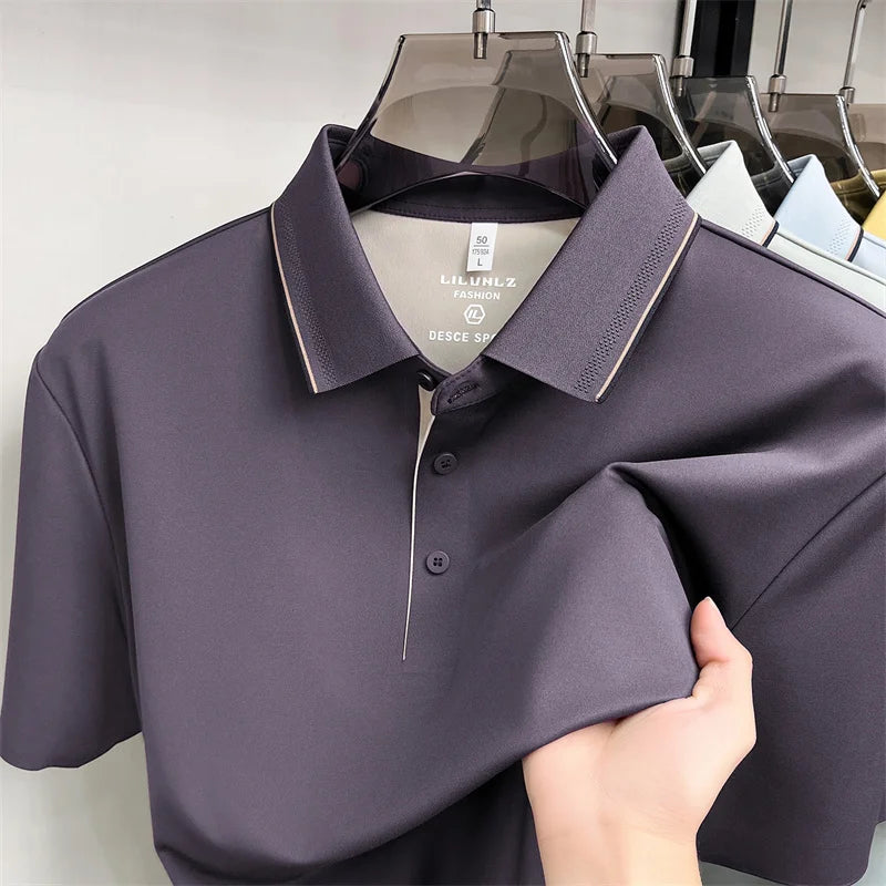Camisa Polo Masculina em Seda Gelada Manga Curta Positano - vista 2