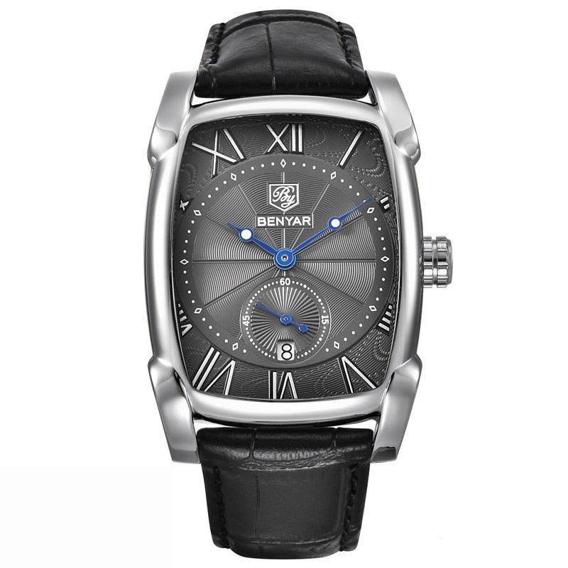 Relógio Masculino Pulseira de Couro Quartzo Zeus – cor Preto