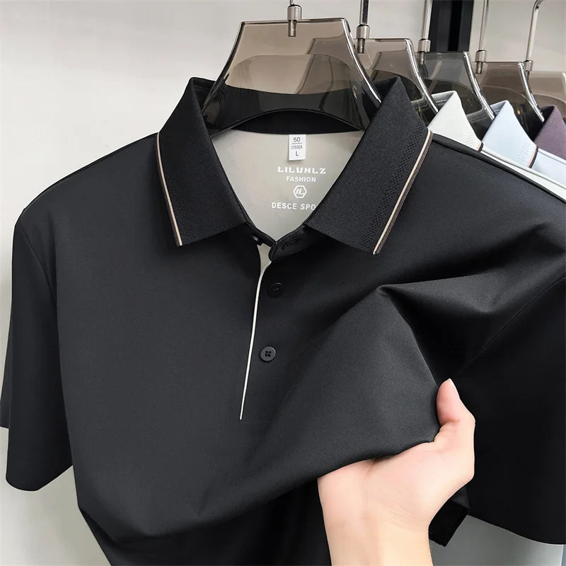 Camisa Polo Masculina em Seda Gelada Manga Curta Positano - vista 8