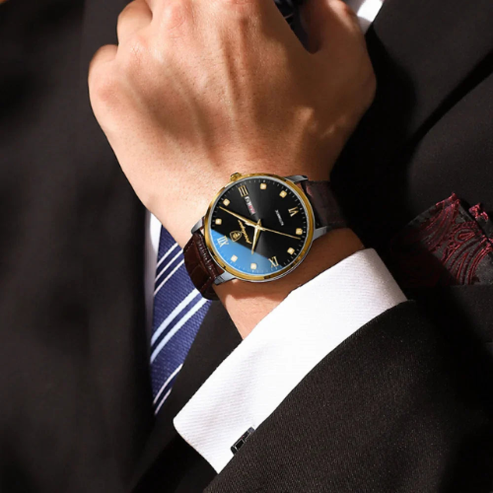 Relógio Masculino Pulseira de Couro Quartzo Aosta – foto 6