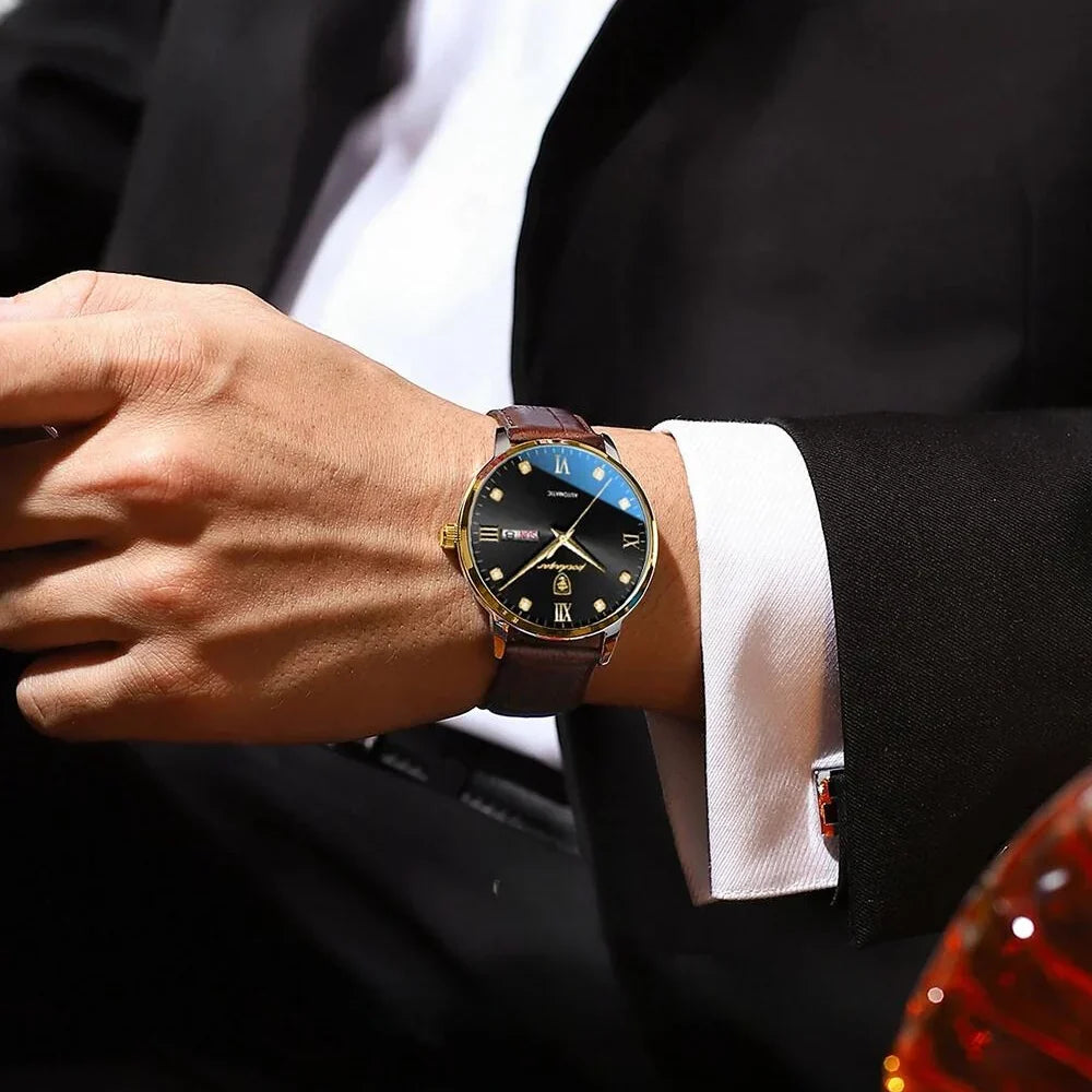 Relógio Masculino Pulseira de Couro Quartzo Aosta – foto 9