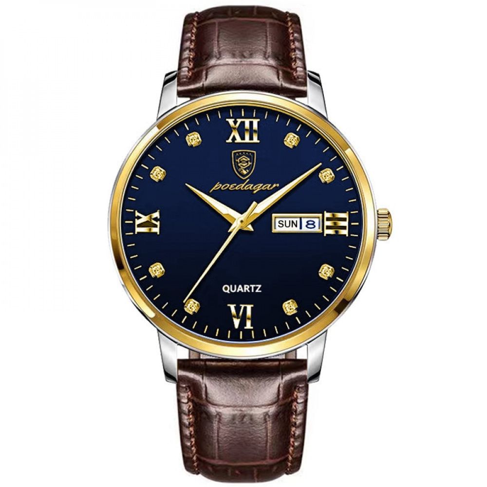 Relógio Masculino Pulseira de Couro Quartzo Aosta – cor Azul