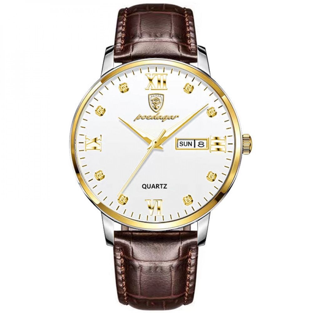 Relógio Masculino Pulseira de Couro Quartzo Aosta – cor Branco