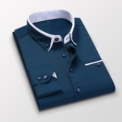 Camisa Social Masculina Verona Manga Longa Algodão Gola Colarinho