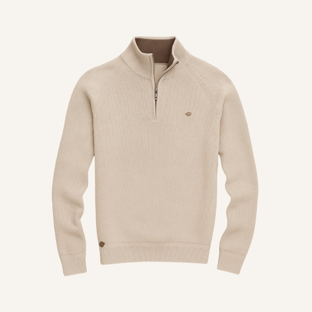 Suéter Masculino Meio Zíper Valente Gola Alta Tricô Premium Elegante