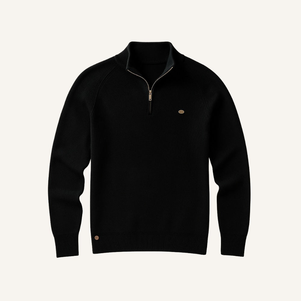 Suéter Masculino Meio Zíper Valente Gola Alta Tricô Premium Elegante