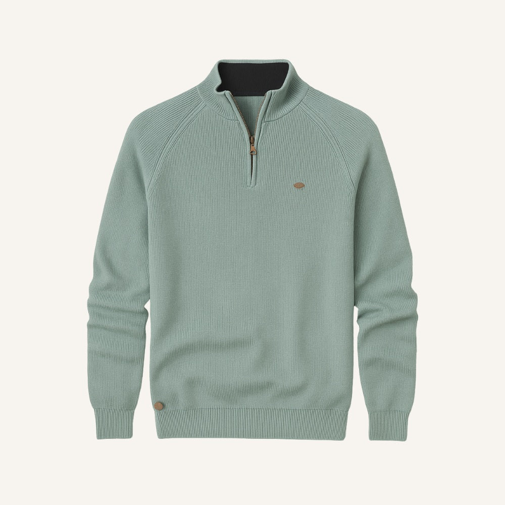 Suéter Masculino Meio Zíper Valente Gola Alta Tricô Premium Elegante