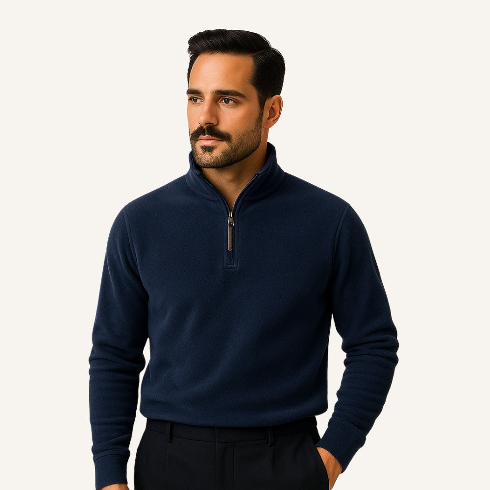 Suéter Masculino Meio Zíper Piemonte Aveludado Casual Sofisticado