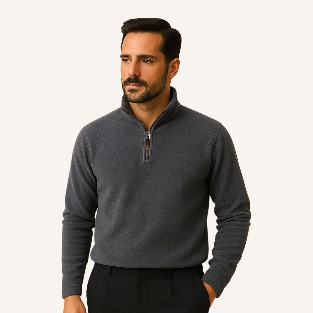 Suéter Masculino Meio Zíper Piemonte Aveludado Casual Sofisticado