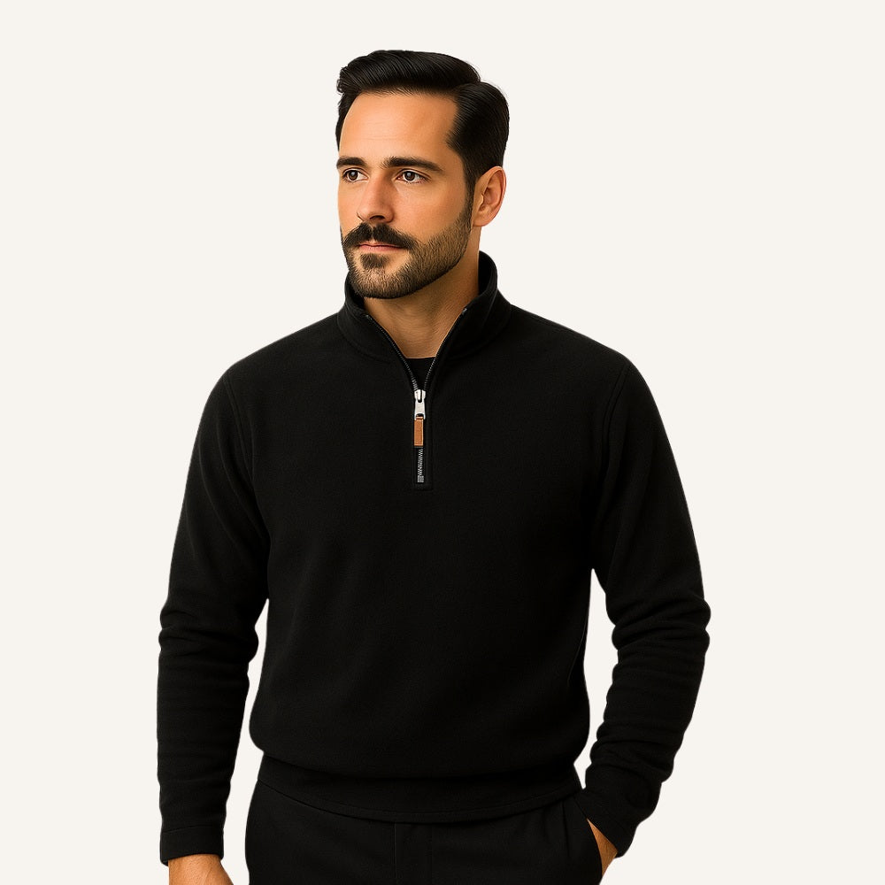 Suéter Masculino Meio Zíper Piemonte Aveludado Casual Sofisticado