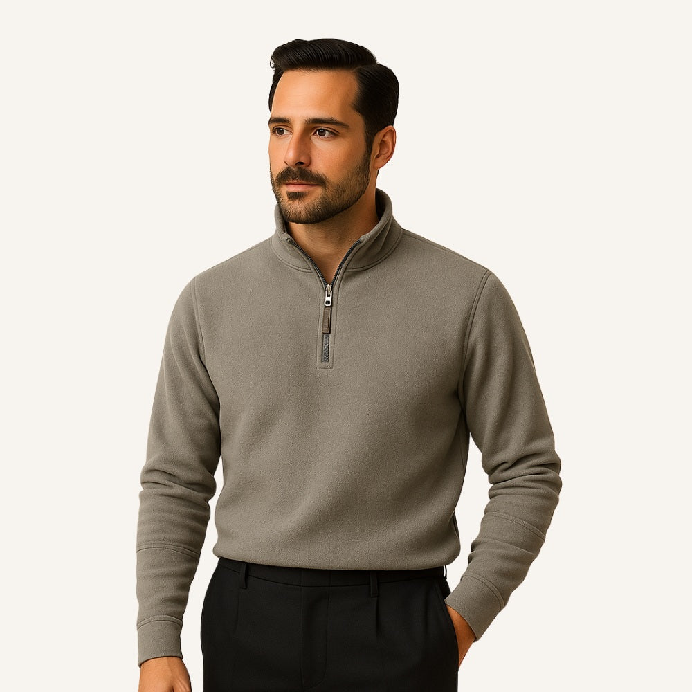 Suéter Masculino Meio Zíper Piemonte Aveludado Casual Sofisticado