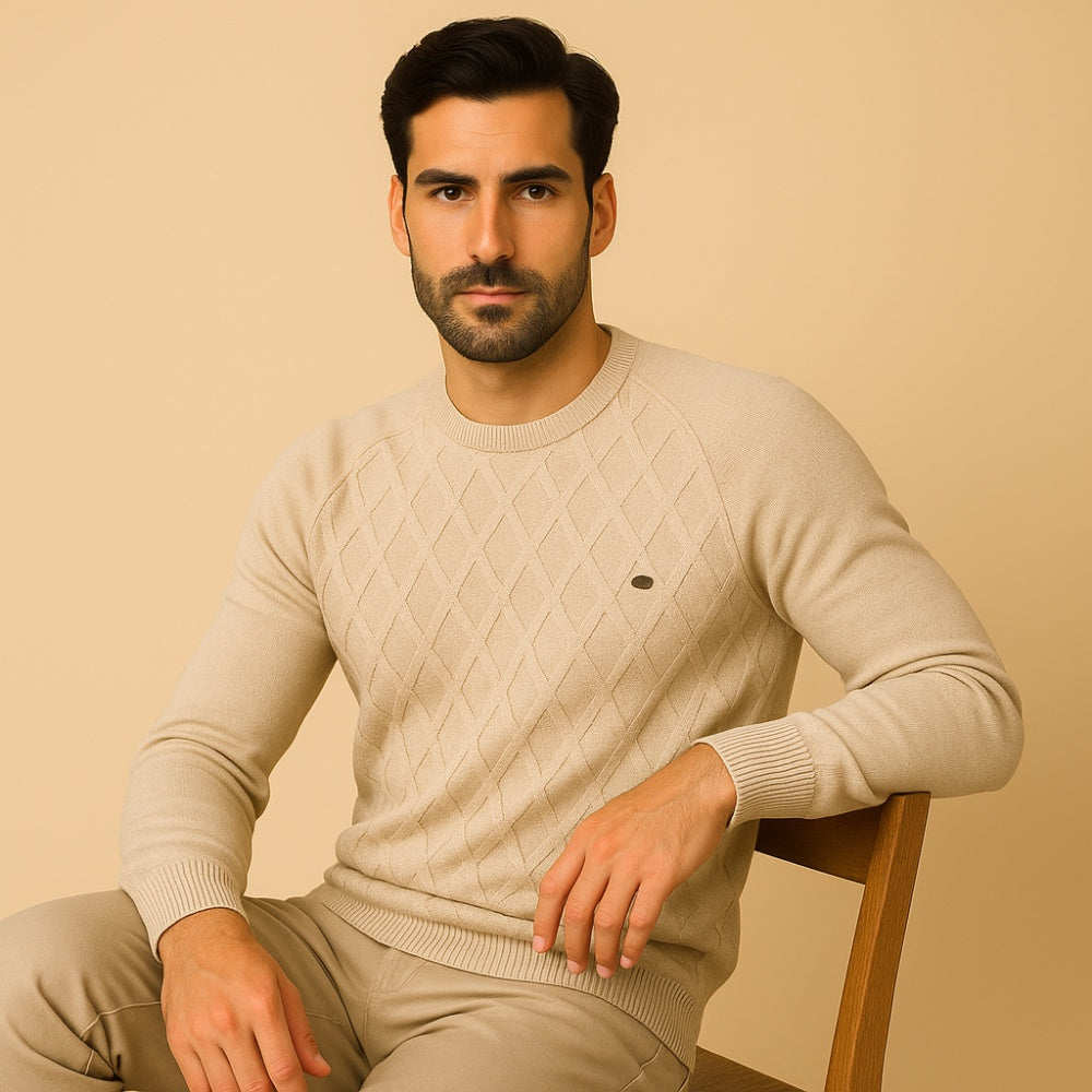 Suéter Masculino Pesson Classic Trama Losangular Algodão Premium