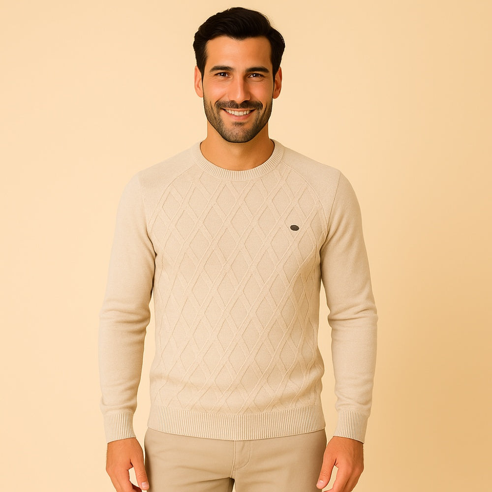 Suéter Masculino Pesson Classic Trama Losangular Algodão Premium