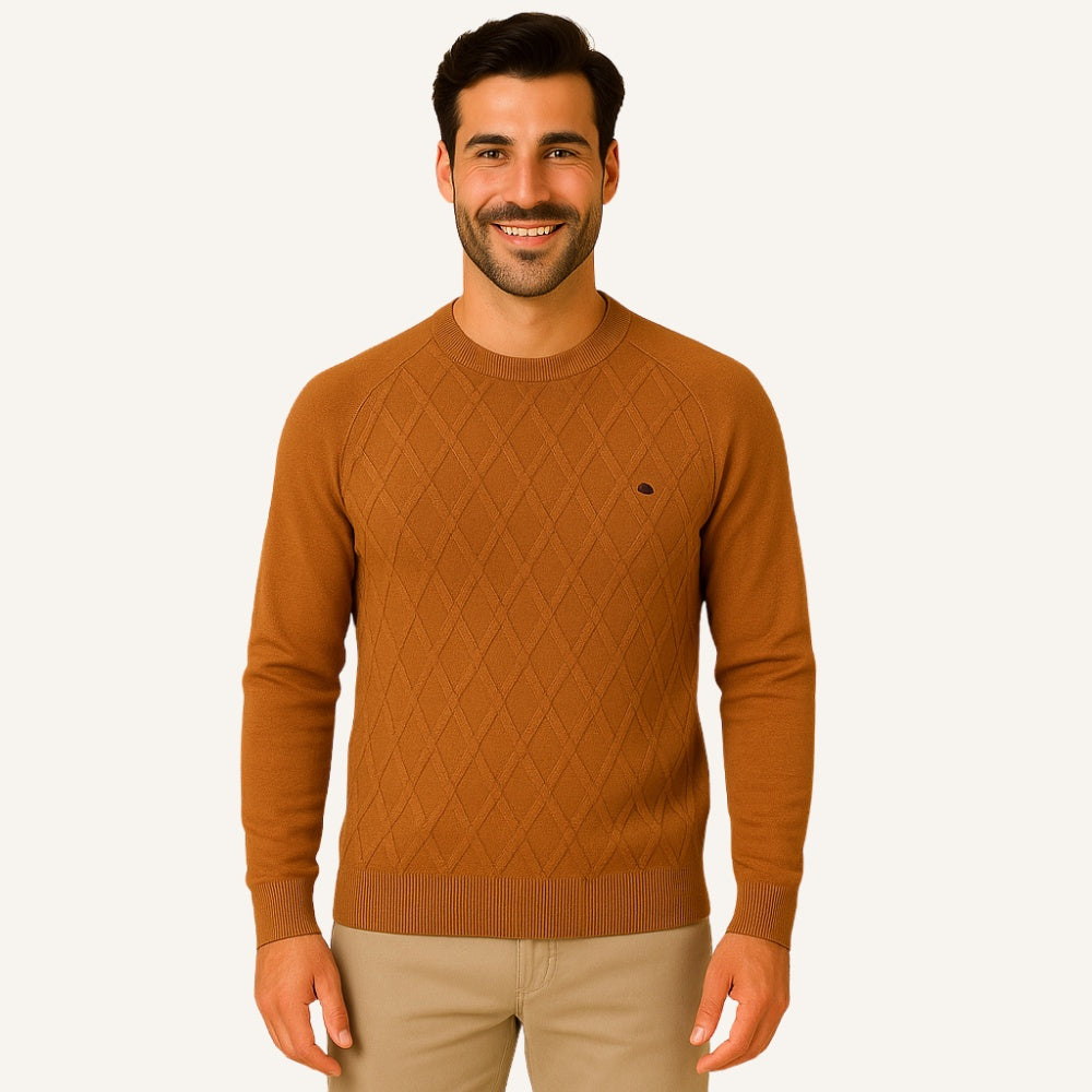 Suéter Masculino Pesson Classic Trama Losangular Algodão Premium