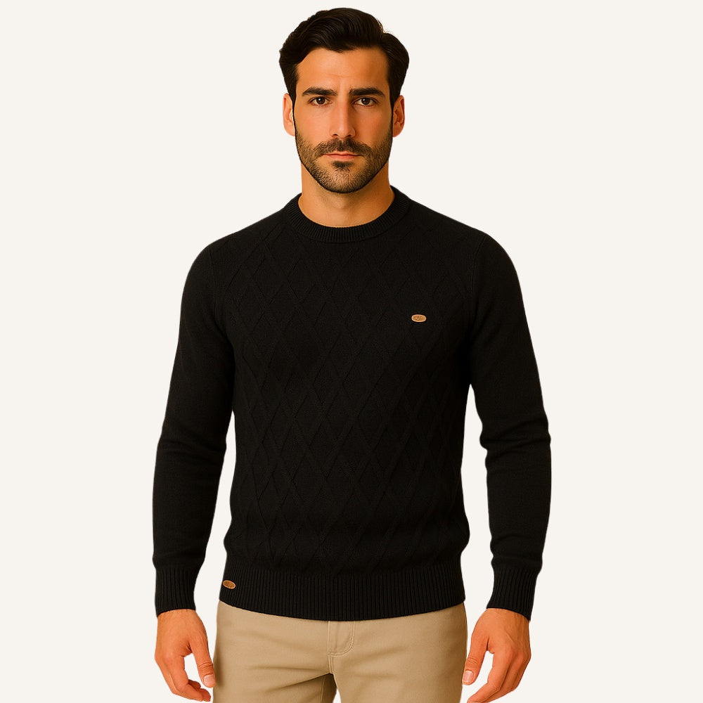 Suéter Masculino Pesson Classic Trama Losangular Algodão Premium
