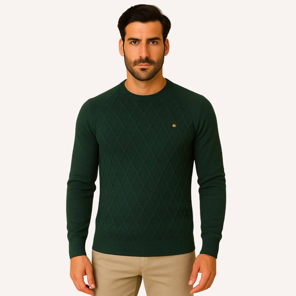 Suéter Masculino Pesson Classic Trama Losangular Algodão Premium