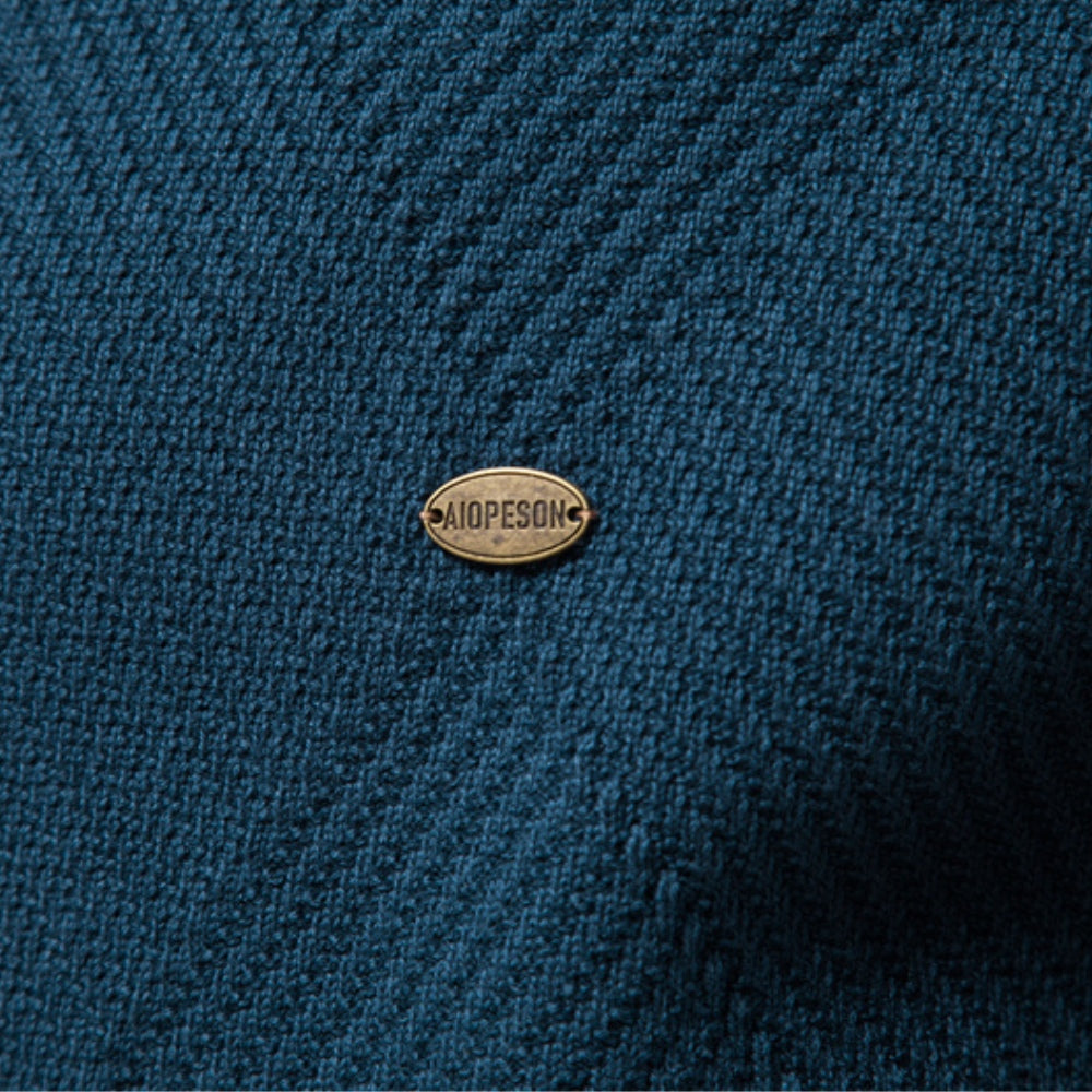 Suéter Masculino Zíper Frontal Falcone Arno Tricô Elegante Gola Alta